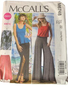 McCall's M6748 Women's Pant Skirt Sewing Pattern Size 16 18 20 22 24 26 2013